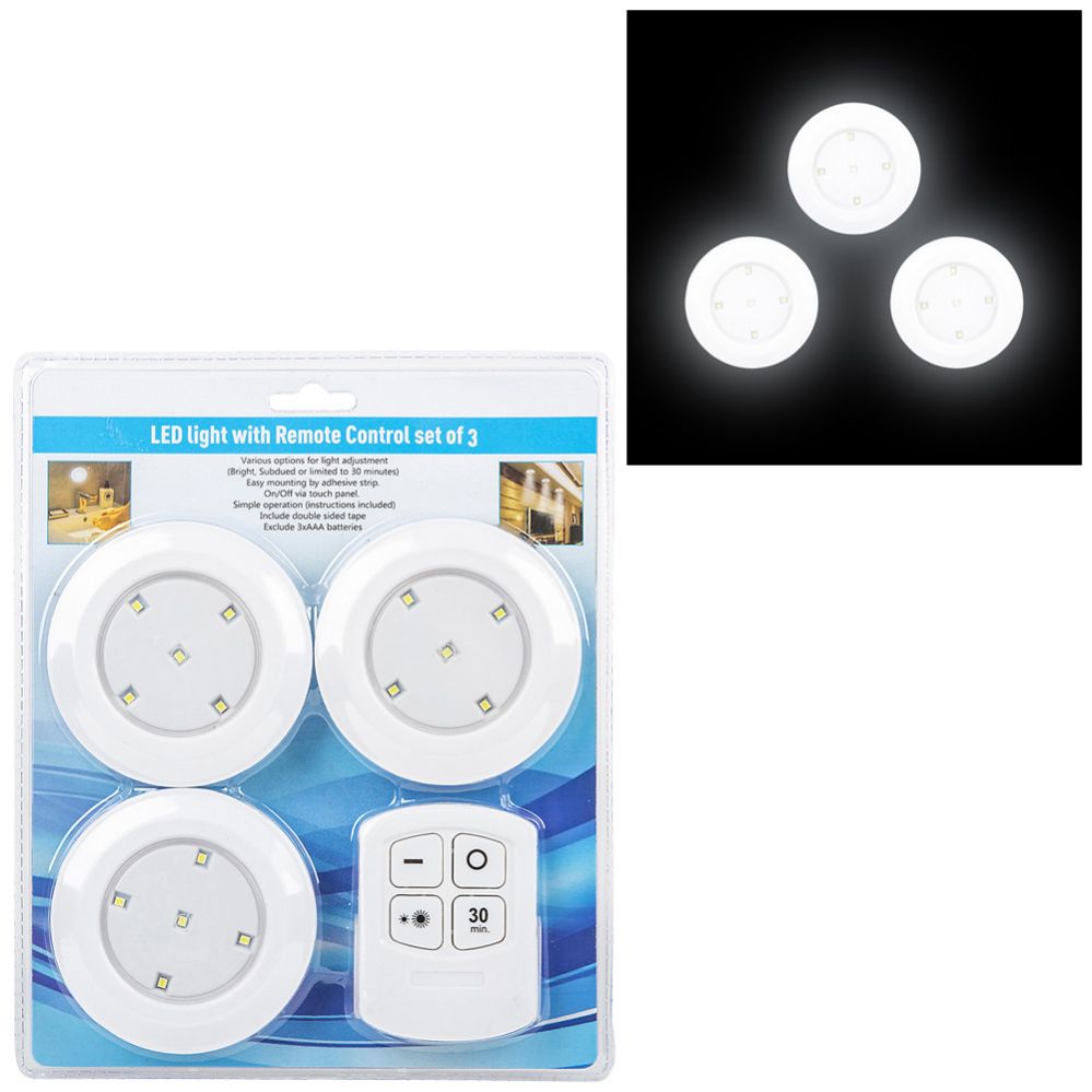 Samolepljiva set od 3 LED svetla sa daljinskim