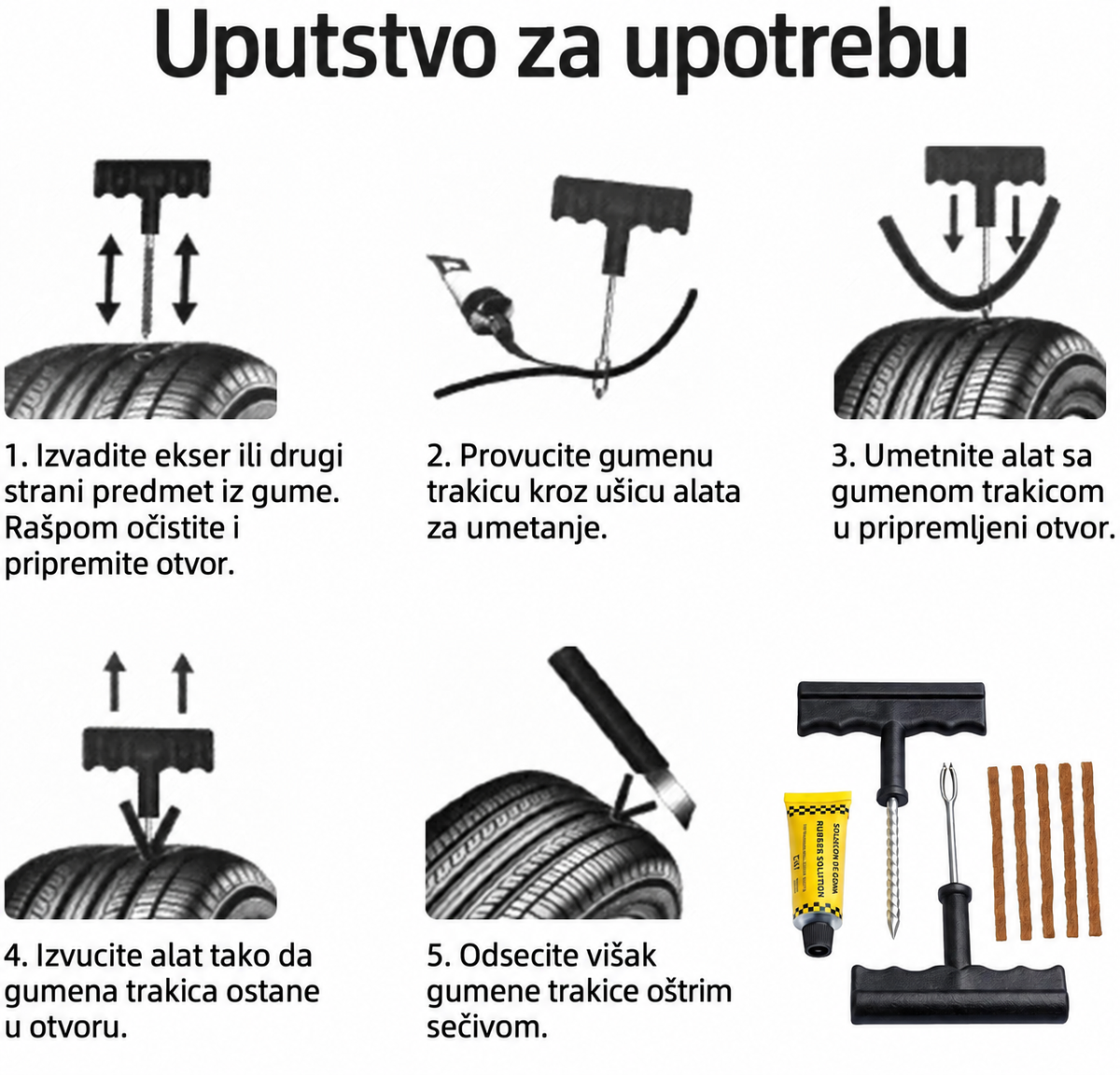 Set za popravku tubeless guma – 8 delova